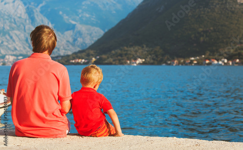 father and son looking at nature in Montenegro