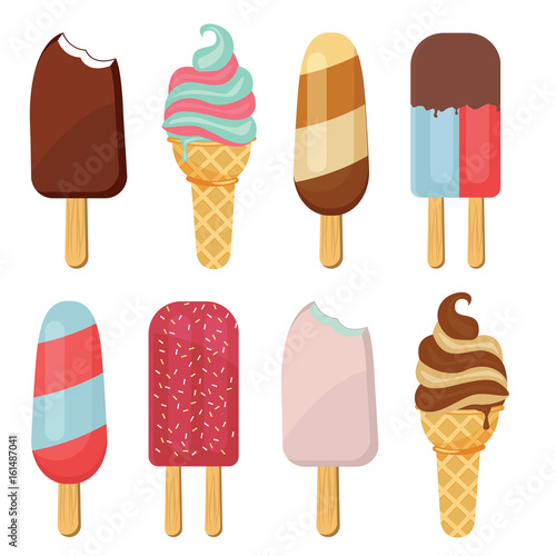 Popsicles and Ice Cream Isolated Vector Set. © Graphicroyalty