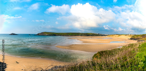 Crantock Beach and Pentire Point East, near Newquay, Cornwall, UK photo