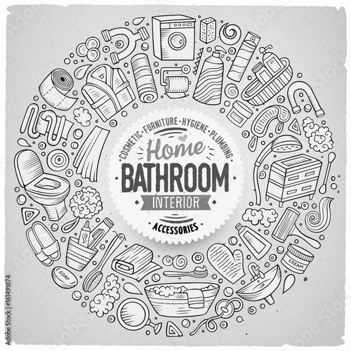 Vector set of Bathroom cartoon doodle objects