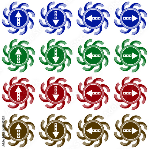 Collection of 16 isolated vector icons - arrows (up, down, left, right)