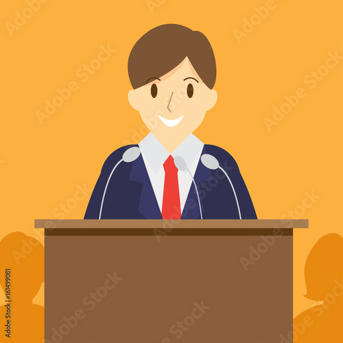 speech or debate. election voting. politician speaker. vector illustration.