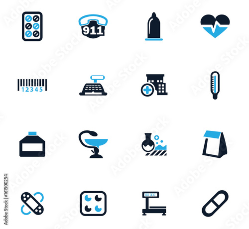 Drug store icons set