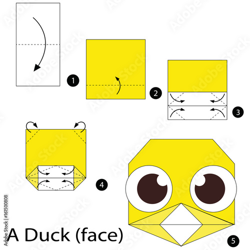 Step by step instructions how to make origami A Duck(face).