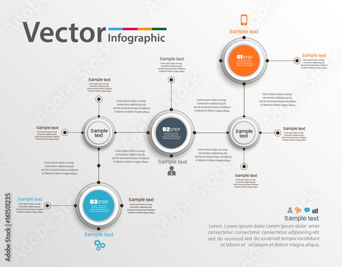 Abstract colorful infographics number options template with 3 steps. Can be used for workflow layout, diagram, business step options, banner, web design. Vector eps 10