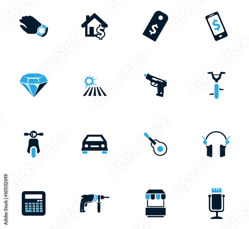 Pawnshop icons set