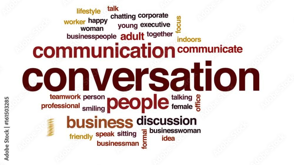 Conversation animated word cloud, text design animation. Conversation animated word cloud, text design animation.
