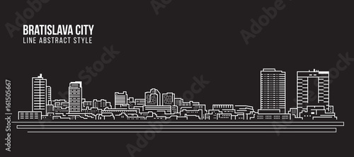 Cityscape Building Line art Vector Illustration design - Bratislava city