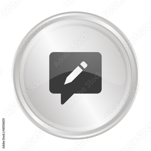 Sprechblase mit Stift - Verchromter Button