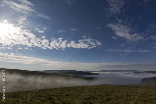 Early morning fog rising