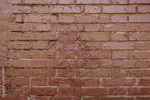 Old dark red painted brick wall background texture