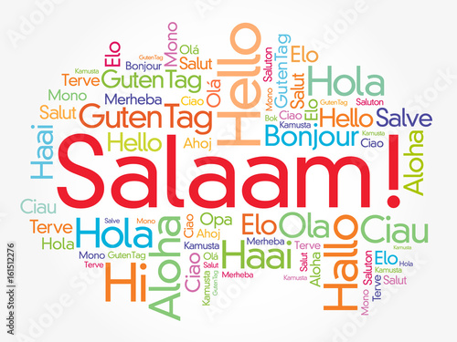 SALAAM  Hello Greeting in Persian Farsi  word cloud in different languages of the world  background concept