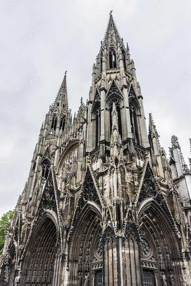 Saint-Ouen Abbey Church (Abbatiale Saint-Ouen, 1318 - 1537) is a large Gothic Roman Catholic church in Rouen, Normandy, France. Western facade with two spire-towers.