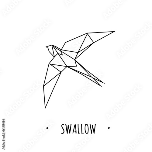 Swallow stylized triangle polygonal model