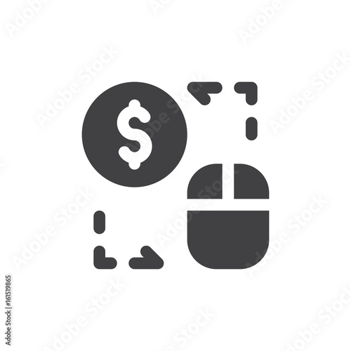 Pay per click icon vector, filled flat sign, solid pictogram isolated on white. PPC Symbol, logo illustration. Pixel perfect