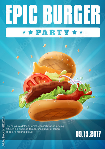 Epic Burger Party - poster flyer template