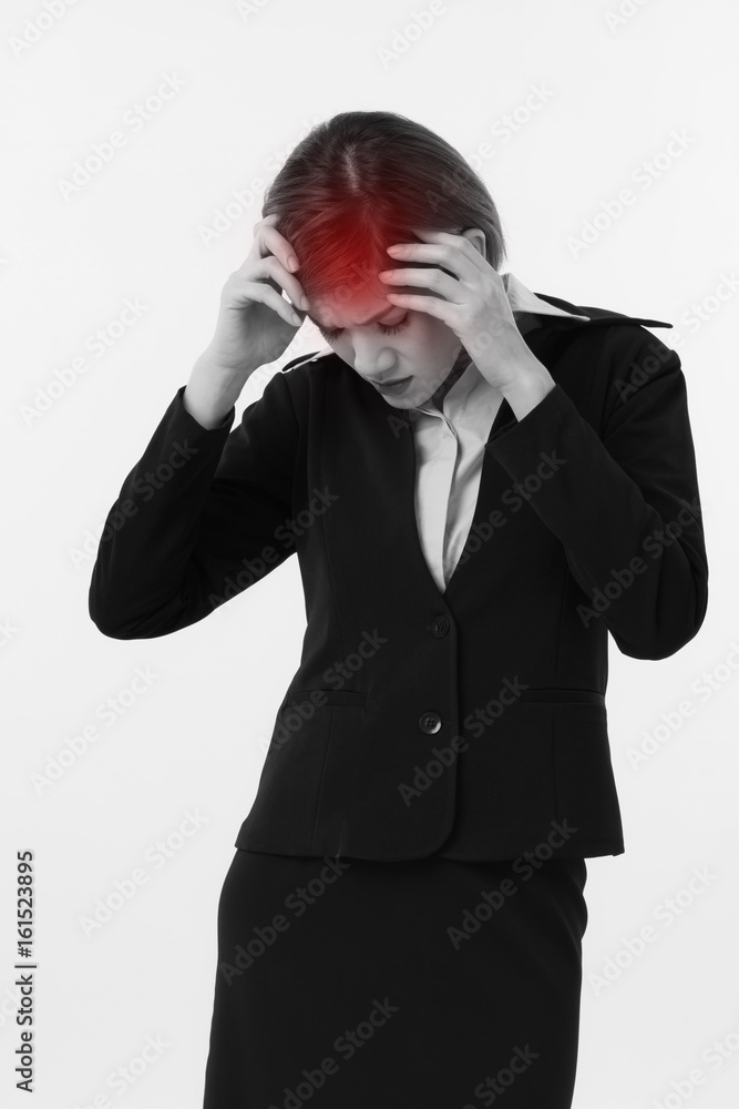 sick, ill, tired, stressful business woman suffers from headache, stress, vertigo, migraine, hangover, depression, dizziness, office syndrome, overwork sick, ill, tired, stressful business woman suffers from headache, stress, vertigo, migraine, hangover, depression, dizziness, office syndrome, overwork