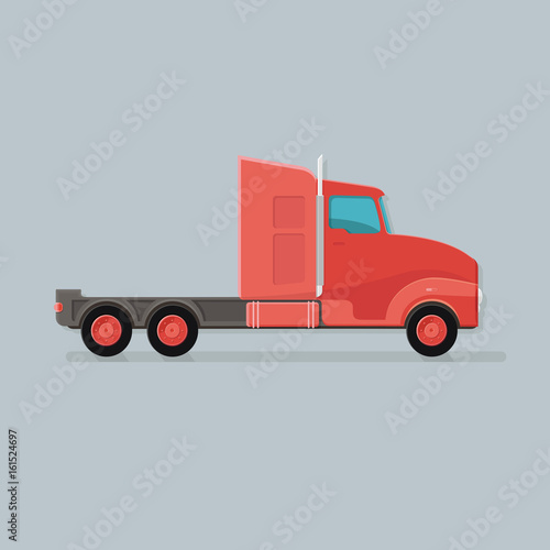 Modern Cargo Truck Trailer easy to edit vector template isolated on grey background. Delivery of goods by a large car. Flat style icon illustration design © subjob