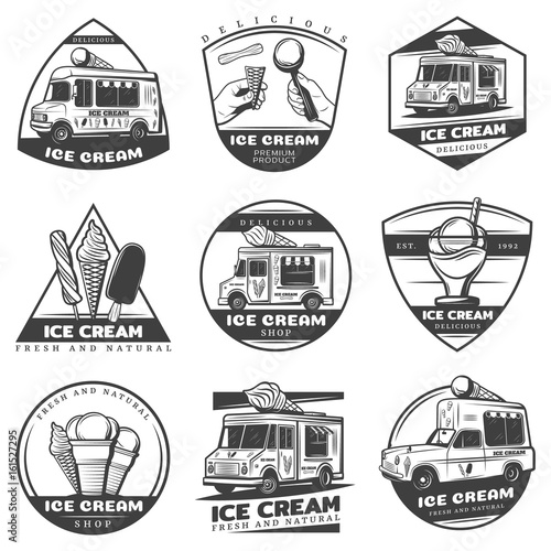 Monochrome Vintage Ice Cream Labels Set