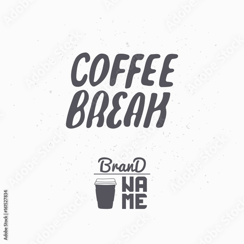 Silhouette of Hand drawn sign. Coffee shop logo template for craft food packaging or brand identity