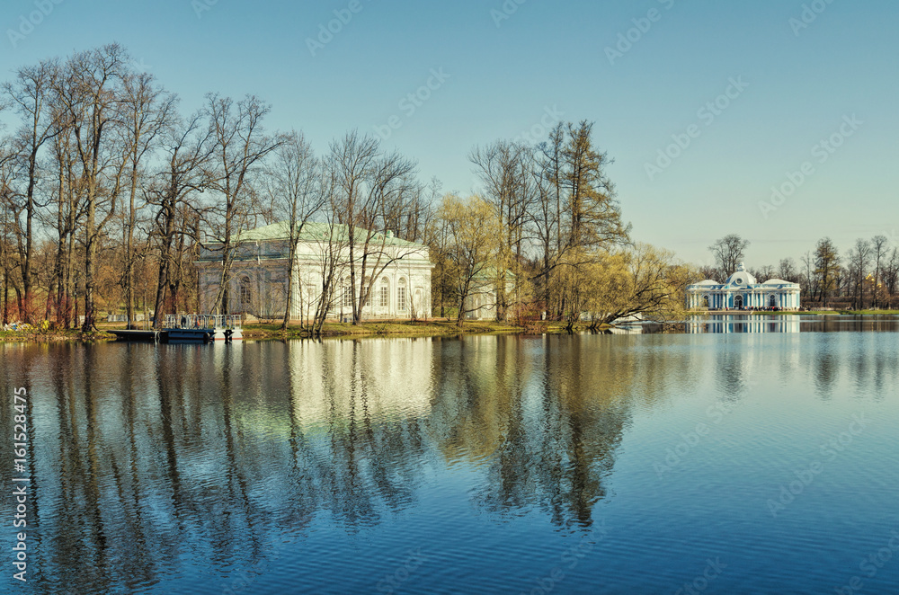 The Hall on the Island pavilion and The Grotto pavilion. The Hall on the Island pavilion and The Grotto pavilion.