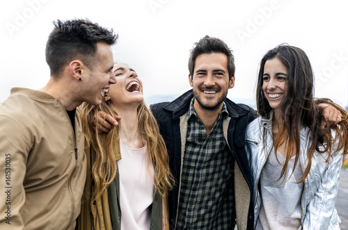 Group of friends having fun outdoors