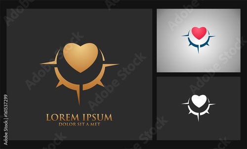 red heart navigation abstract logo