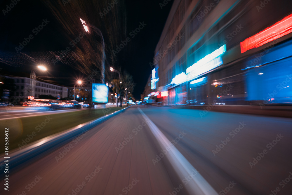 Blurred lights, view of the road, shooting at long exposure. Blurred lights, view of the road, shooting at long exposure.