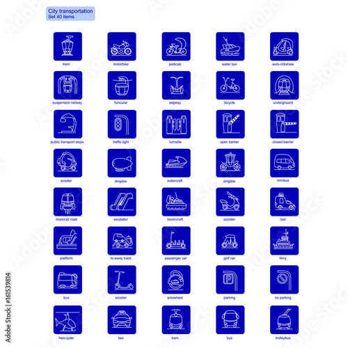 Linear City Transportation Icons Collection