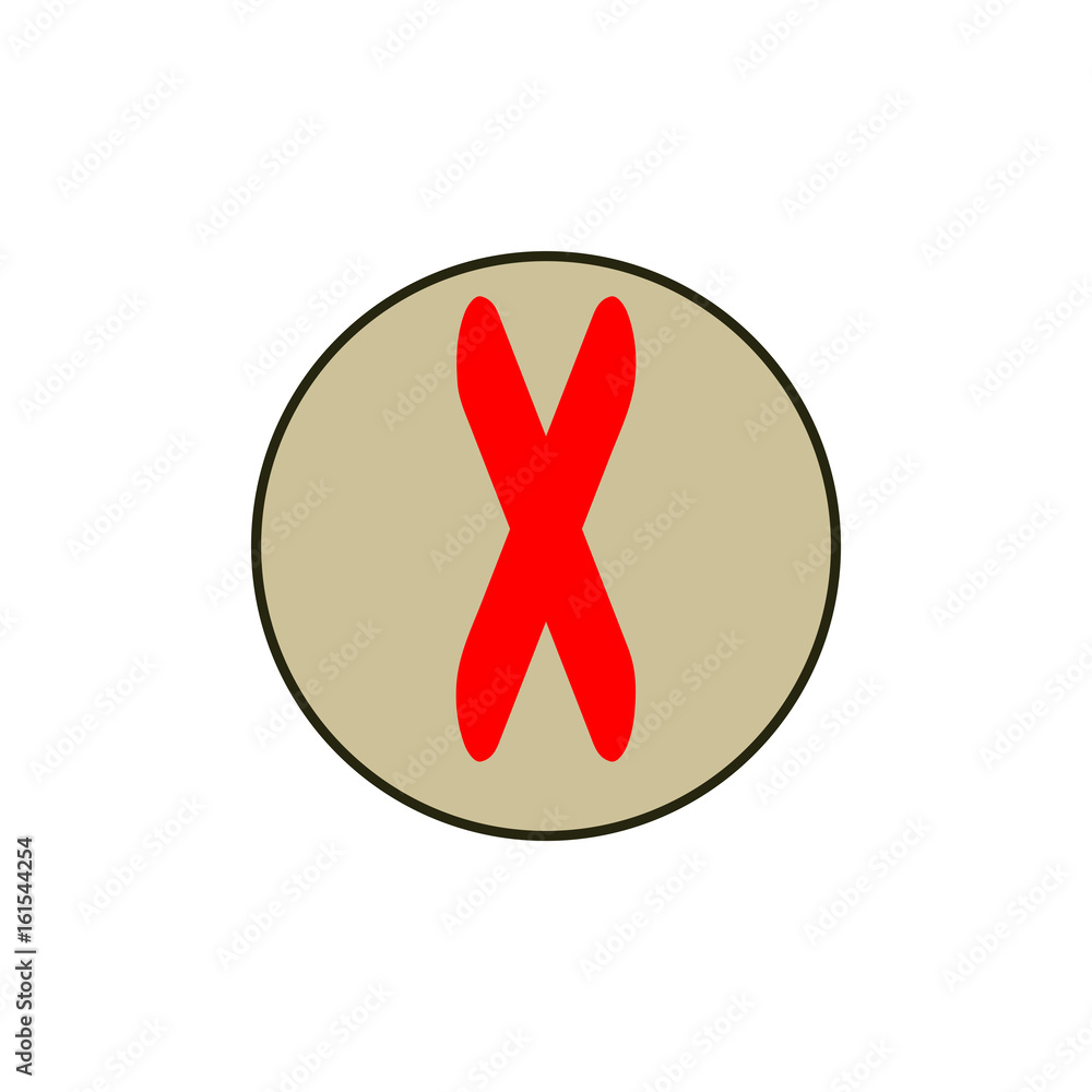 Cross red sign in beige circle Cross red sign in beige circle