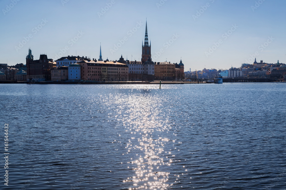 Naklejka premium City view of old town in Stockholm