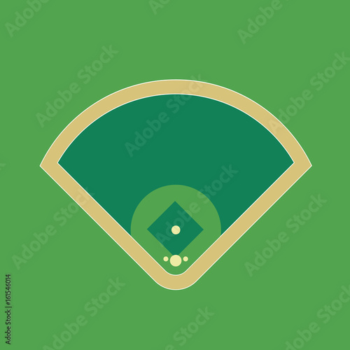 Scheme of baseball  field on green background. Vector illustration.