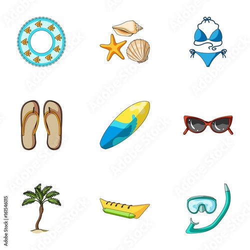 Beach, palm tree, ice cream.Summer vacation set collection icons in cartoon style vector symbol stock illustration web.