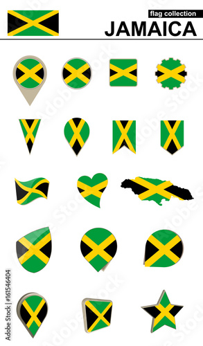 Jamaica Flag Collection. Big set for design.