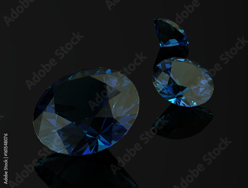 alexandrite on black background.3D illustration