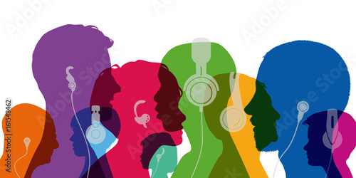 casque audio - musique - écouter - tête - son - profil - jeune - silhouette