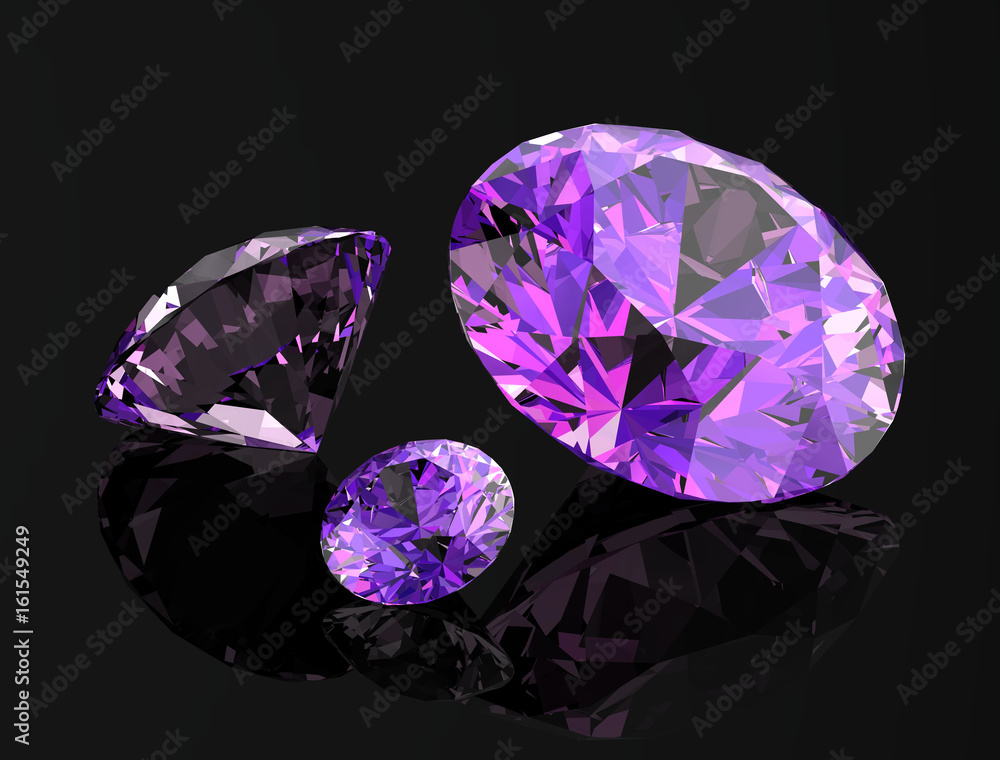 amethyst on black background.3D illustration amethyst on black background.3D illustration