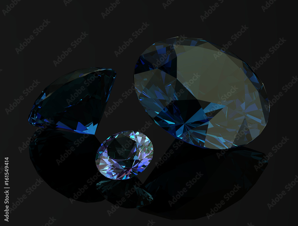 alexandrite on black background.3D illustration alexandrite on black background.3D illustration