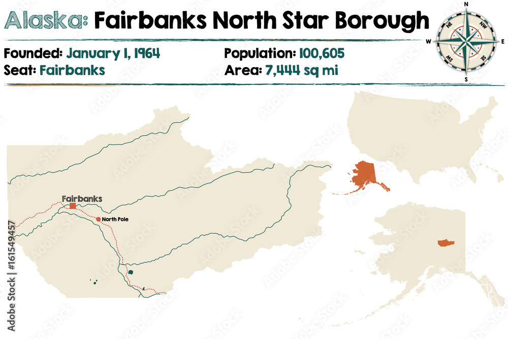 Large and detailed map of Fairbanks North Star Borough in Alaska.