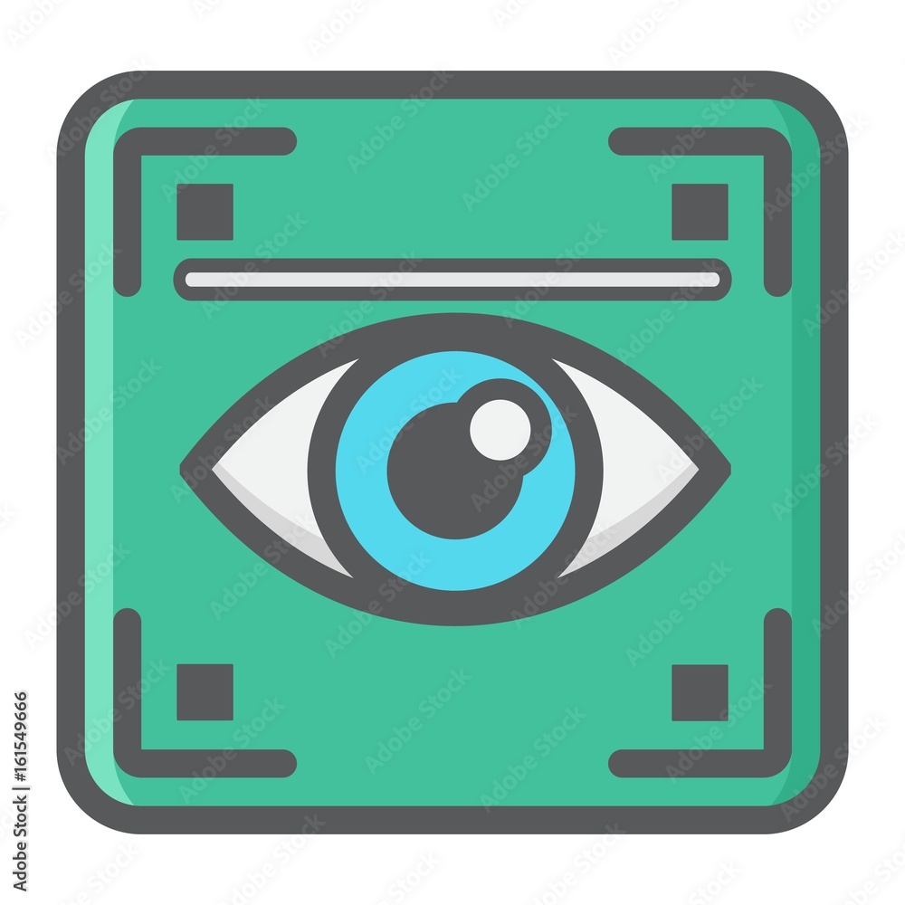Eye scan colorful line icon, security and iris scanner, vector graphics, a filled pattern on a white background, eps 10. Eye scan colorful line icon, security and iris scanner, vector graphics, a filled pattern on a white background, eps 10.