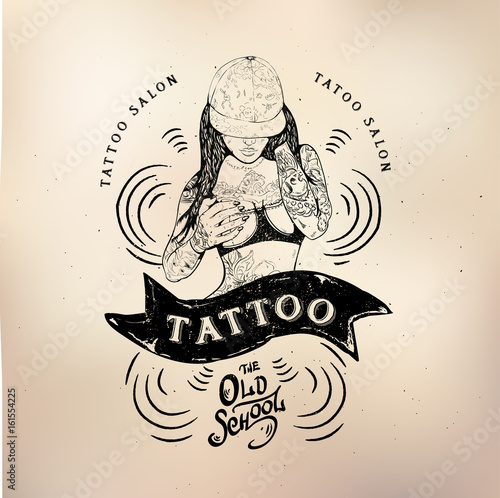 Tattoo girl old school studio skull
