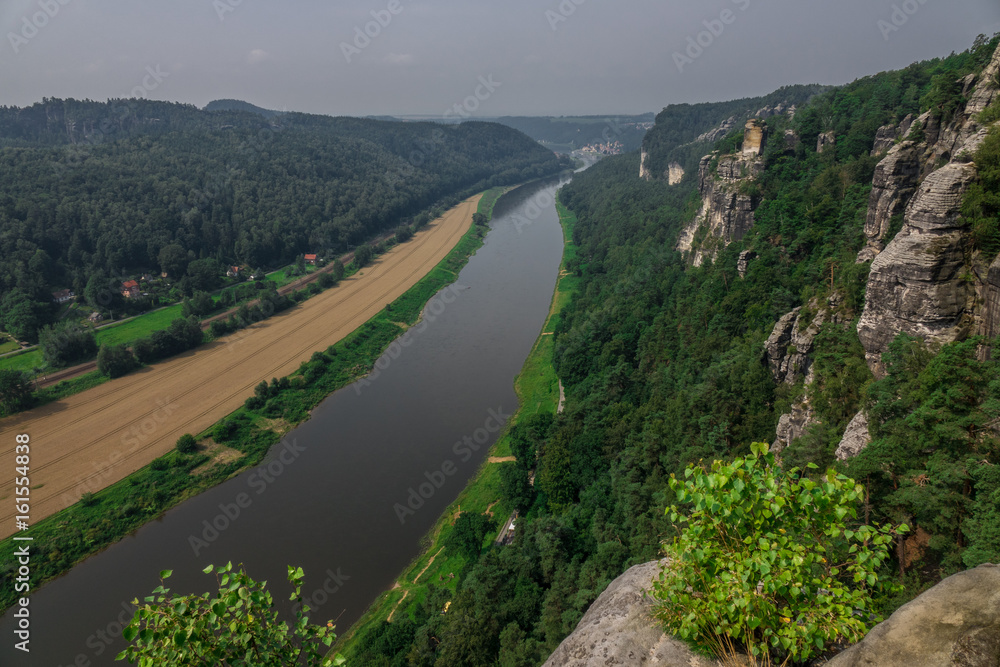 The landscape of Elbe Sandstone Mountains in Germany