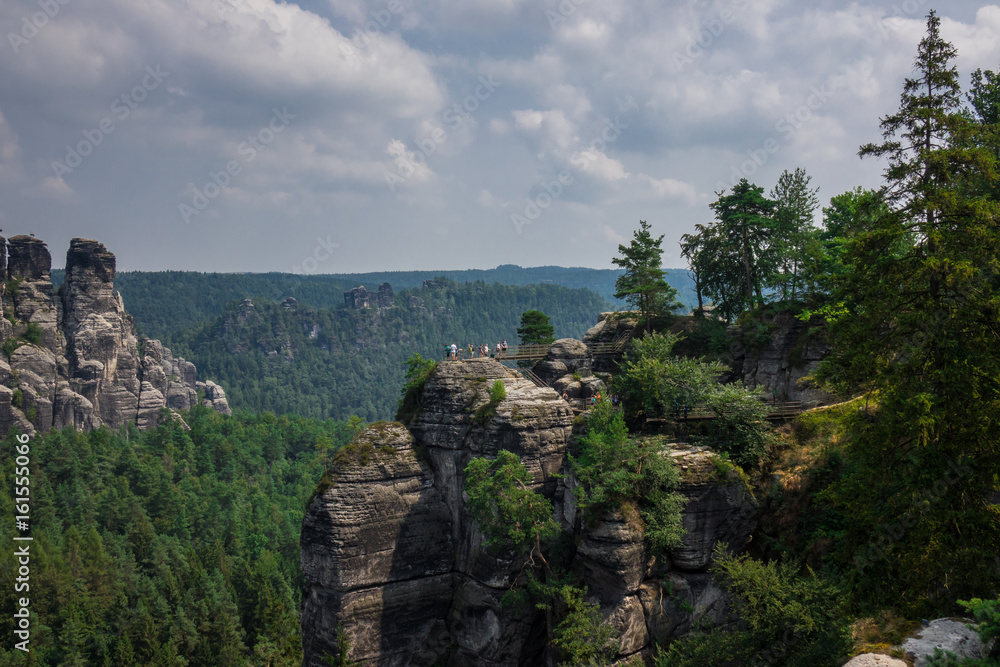The landscape of Elbe Sandstone Mountains in Germany