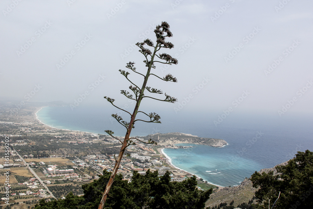 Lindos and the Acropolis Rhodes island Greece Beach Lindos and the Acropolis Rhodes island Greece Beach