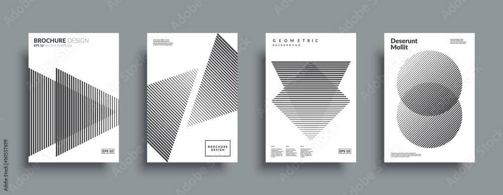 Minimal covers design set. Simple shapes with halftone gradients. Eps10 layered vector.