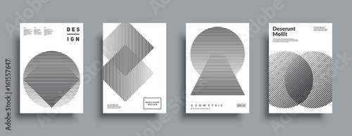Minimal covers design set. Simple shapes with halftone gradients. Eps10 layered vector.