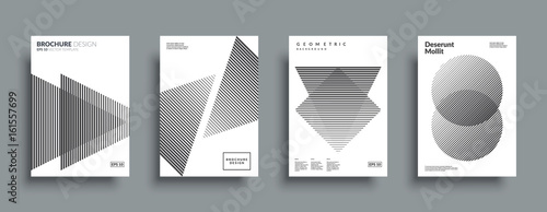 Minimal covers design set. Simple shapes with halftone gradients. Eps10 layered vector.