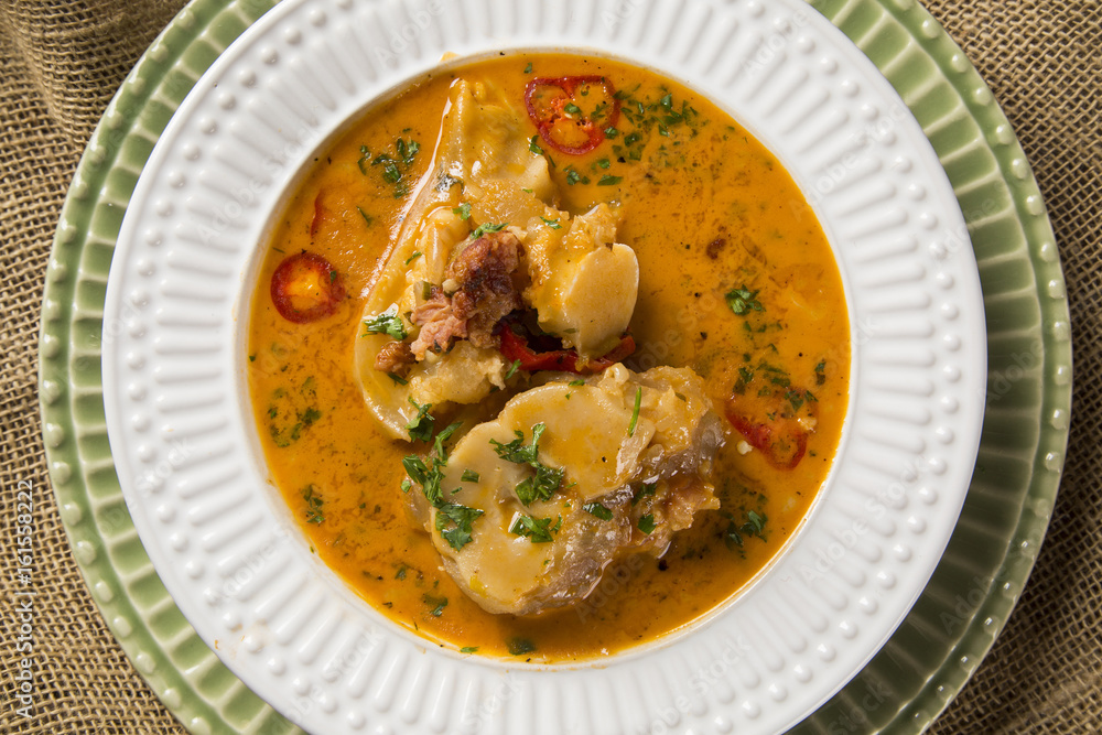 Mocoto Brazilian dish made from cow's feet, stewed with beans and vegetables