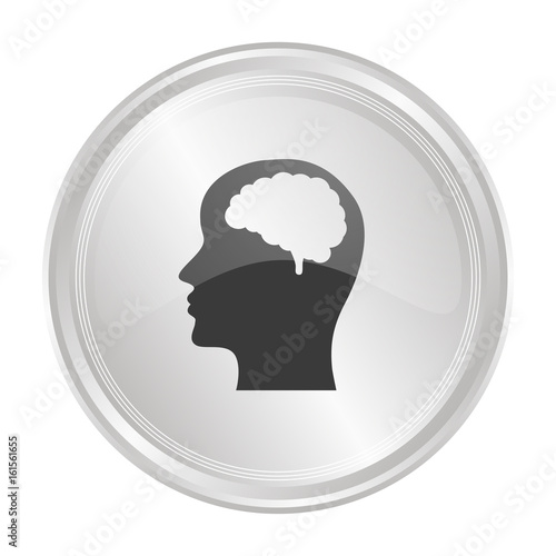 Kopf Gehirn - Verchromter Button