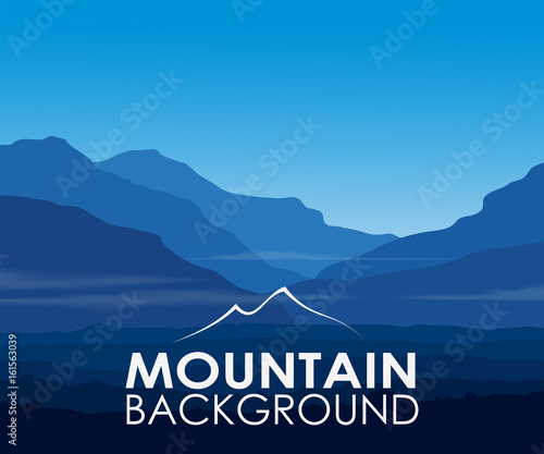 Blue mountains at dawn. Vector landscape background